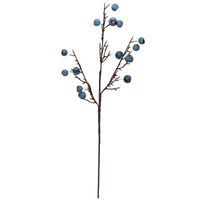 Искусственная веточка с голубыми ягодами, 68 см, полимерный материал (130573) 130573 фото