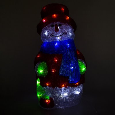 Новорічна світлодіодна декорація - сніговик, 21x21x40,5 см, білий, акрил, IP44 (140472) 140472 фото
