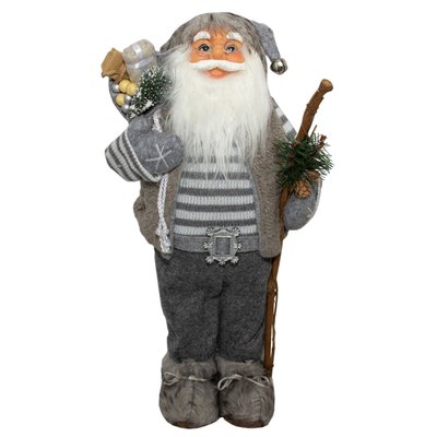 Новогодняя сувенирная фигурка Дед Мороз - лесовик с посохом и подарками, 50 см, пластик, текстиль (230433) 230433 фото