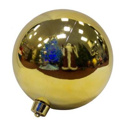 Большая елочная игрушка - шар, 30 см, пластик, золотистый, глянец (034345) 034345 фото