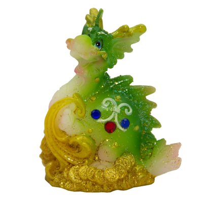 Свічка - Зелений дракон дивиться ліворуч, 7,5x5x8,9 см, зелений, парафін (441211-1) 441211-1 фото