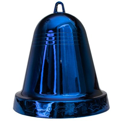 Большая елочная игрушка - колокольчик, 25 см, пластик, синий (890513) 890513 фото