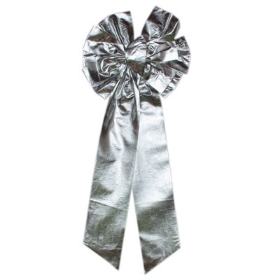 Ялинкова прикраса - бантик, 1 шт, 30x10 см, сріблястий, текстиль (471058-1) 471058-1 фото