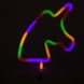 Неоновий світильник, Єдиноріг на підставці, нічник, 18x10x24 см, батарейки та USB провід (140625) 140625 фото 2