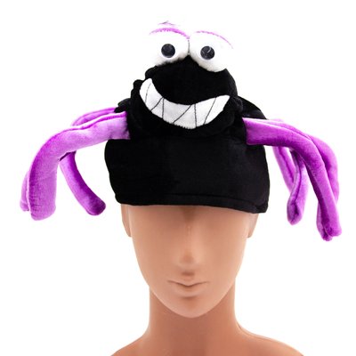 Карнавальная шляпа "Веселый паук", 36x36x17 см, вельвет, полиэстер, черно-фиолетовый (461332) 461332 фото