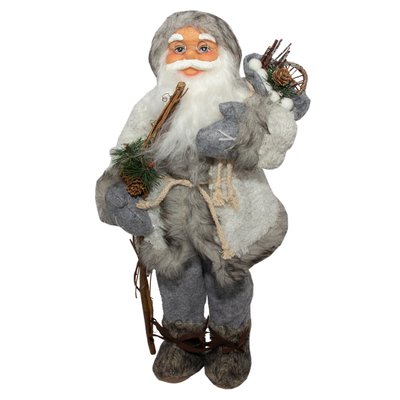 Новорічна сувенірна фігурка Дід Мороз - лісовик з посохом та подарунками, 46 см, пластик, текстиль (230471) 230471 фото