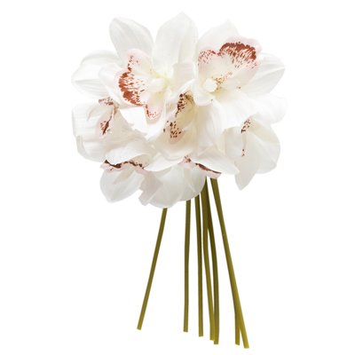 Искусственный букет цветов мини-орхидеи, 7 шт, 30 см, белый, ткань, пластик (631260) 631260 фото