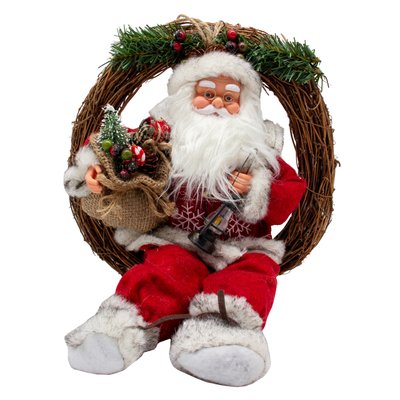 Новорічна інтерактивна фігурка Дід Мороз червоний з подарунками, музичний танцюючий, 41 см, червоний (230341) 230341 фото