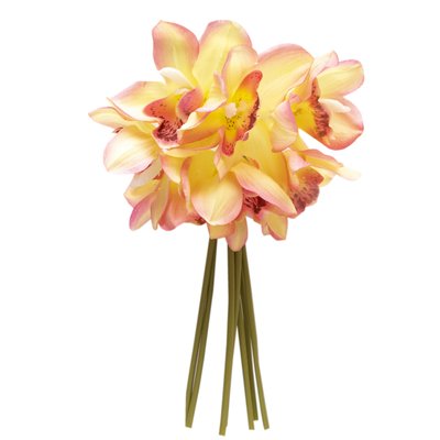 Штучний букет квітів міні-орхідеї, 7 шт, 30 см, рожевий, тканина, пластик (631307) 631307 фото