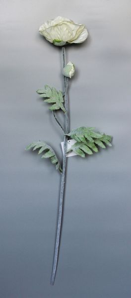 Штучна квітка Мак - гілка, тканина, пластик, 78 см, білий (630188) 630188 фото