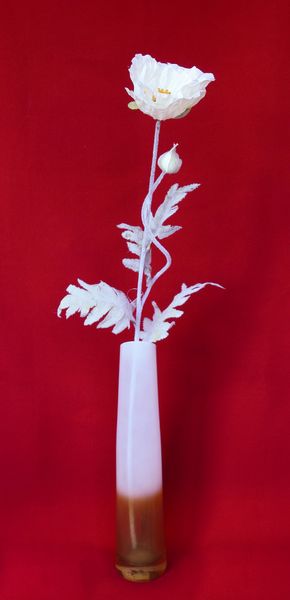 Штучна квітка Мак - гілка, тканина, пластик, 78 см, білий (630188) 630188 фото