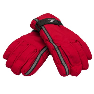 Водоотталкивающие детские (подростковые) лыжные перчатки, размер 15, красный, плащевка, флис (517229) 517229 фото
