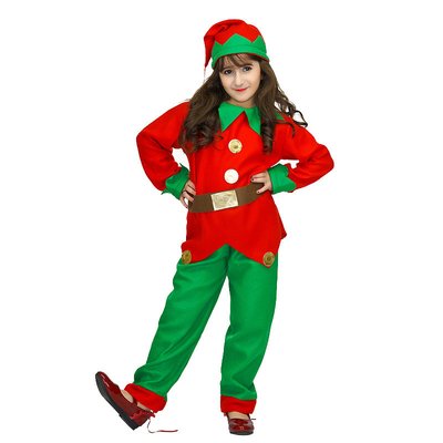 Детский карнавальный костюм новогодний эльф (гном), рост 110-120 см, красный с зеленым (EE013B) EE013B фото