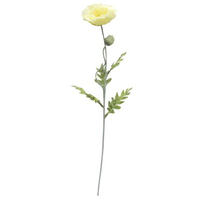 Искусственный цветок Мак - ветка, ткань, пластик, 78 см, белый (630188) 630188 фото