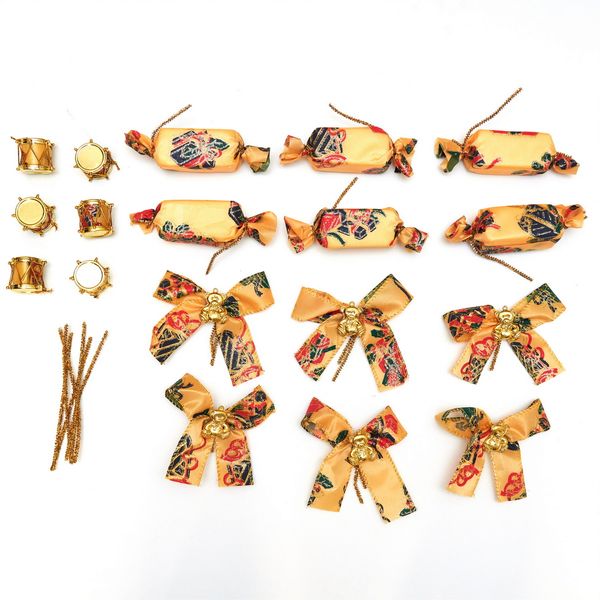 Набор елочных игрушек - новогодний, 12шт, 26x38 см, золотистый, текстиль (470617) 470617 фото
