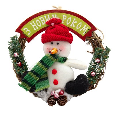Декорация - венок С Новым Годом, Снеговик (180202-3) 180202-3 фото