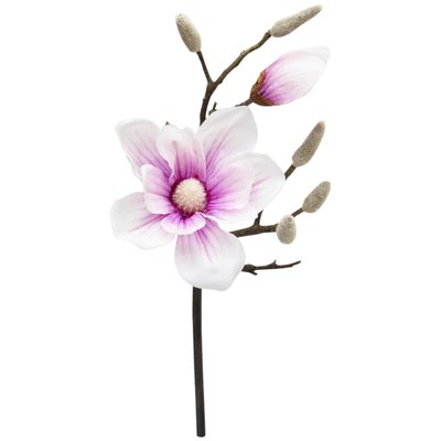 Штучна квітка Магнолія, 45 см, біло-рожева, тканина, пластик (631482) 631482 фото