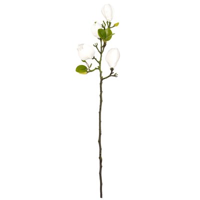 Штучна гілочка, Магнолія - 4 квітки, 68 см, білий, полімерний матеріал (632434) 632434 фото