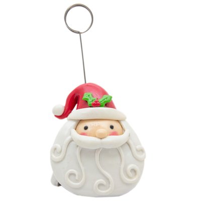 Декоративная фигурка - держатель визиток, Дед Мороз с волнистой бородой, 11,5 см, белый, полирезин (001347-4) 001347-4 фото