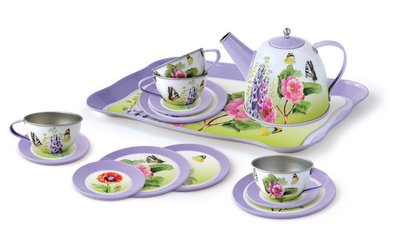 Набір ігрового посуду - чайний "Метелик", 15 шт, 31x20,5x9 см, різнокольоровий, бляшаний (CH41025) CH41025 фото