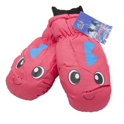 Водовідштовхувальні дитячі лижні рукавиці, розмір 12, рожевий, плащівка, фліс, синтепон (517182) 517182 фото