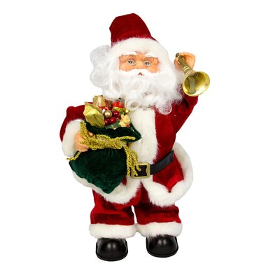Новогодняя интерактивная фигурка Дед Мороз в красной шубе с мешком подарков, музыкальный, 36 см (230013) 230013 фото