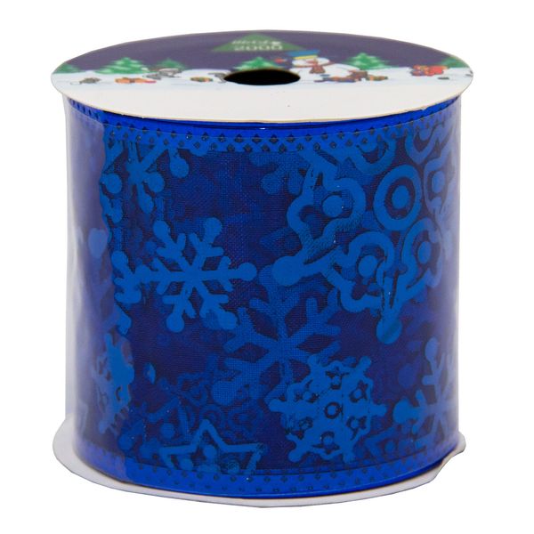 Декоративное украшение - ленточка в рулоне, 3 м, 6,3 см, синий, органза (080051-1) 080051-1 фото