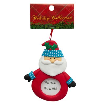 Новогодняя елочная игрушка - фоторамка резиновая Санта, 9,5 см, красный, полирезин (001545-1) 001545-1 фото