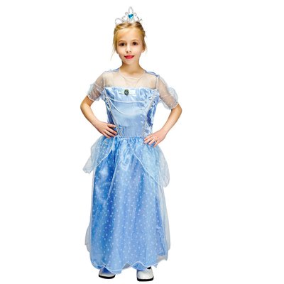 Детский карнавальный костюм маленькая принцесса, рост 110-120 см, голубой, вискоза, полиэстер (EE207В) EE207B фото
