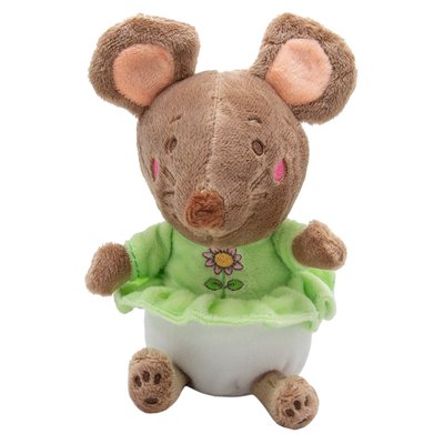 Мягкая игрушка - крыса в зеленом платье, 15 см, коричневый, мех искусственный (D1826214-2) D1826214-2 фото