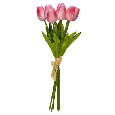 Искусственный букет цветов, 7 тюльпанов, светло-розовый, ткань, полиуретан, 30 см (631215) 631215 фото