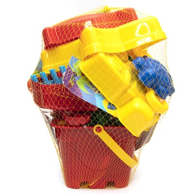 Великий пісочний набір - Jiahe Plastic, 22 шт, сітка, червоний, різнокольоровий, пластик (JH001) JH001 фото