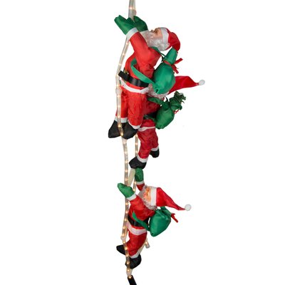 Новорічна світлодіодна декорація - 3 Діда Мороза на драбині, 35 см, L 2,4 м, червоний, дюралайт, IP44 (810177) 810177 фото