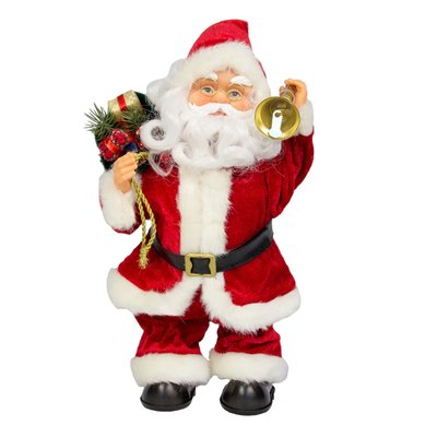 Новорічна інтерактивна фігурка Дід Мороз в шубі з подарунками та дзвіночком, музичний, 36 см (230167) 230167 фото