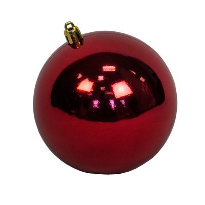Ялинкова іграшка - куля, D10 см, червона, глянець, пластик (890278) 890278 фото
