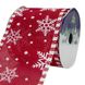 Декоративное украшение - ленточка в рулоне красная со снежинкой, 3 м, 6,3 см, красная, полиэстер (080556-1) 080556-1 фото 1
