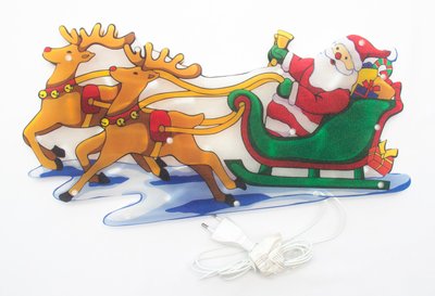 Светодиодная декорация - Дед Мороз на санях с оленями, 44,5x24 см, 20л, IP20 (640065) 640065 фото