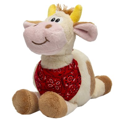 М'яка іграшка - корова з хустинкою, 16 см, бежевий, плюш (394387) 394387 фото