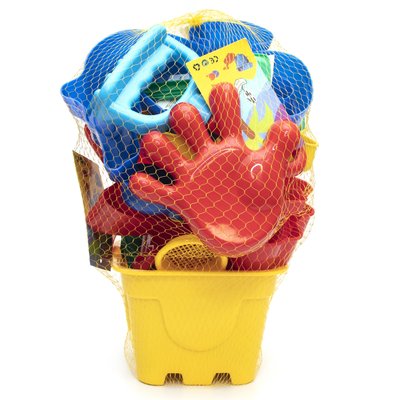 Великий пісочний набір - Jiahe Plastic, 22 шт, сітка, жовтий, різнокольоровий, пластик (JH002) JH002 фото