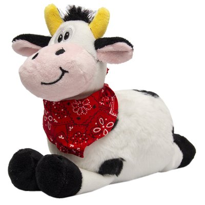 М'яка іграшка - корова з хустинкою, 16 см, чорно-білий, плюш (395063) 395063 фото