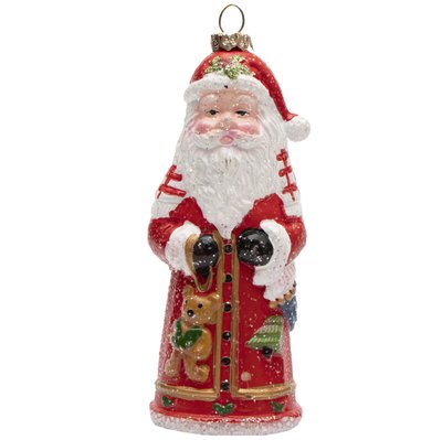 Новорічна ялинкова іграшка - фігурка Дід Мороз, 12 см, червоний, пластик (190132) 190132 фото
