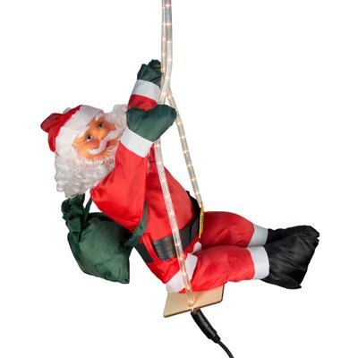 Новогодняя светодиодная декорация - Дед Мороз на качели, 60 см, L 1 м, красный, дюралайт, IP44 (810238) 810238 фото