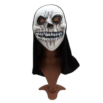 Карнавальная маска Череп, 20x38 см, полиэстер, белый (462544) 462544 фото