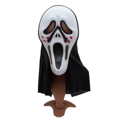 Карнавальная маска из фильма "Крик", 18x62 см, полимер, полиэстер, белый (462568) 462568 фото