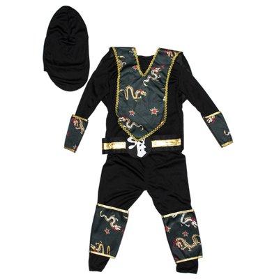 Дитячий карнавальний костюм ніндзя для хлопчика, зріст 92-104 см, чорний, віскоза, поліестер (091006A) 091006A фото