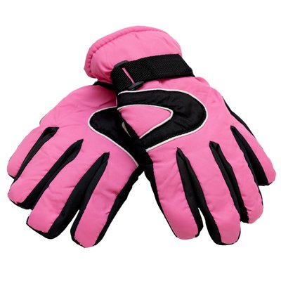 Водоотталкивающие детские лыжные перчатки, размер 13, розовый, плащевка, флис, синтепон (517106) 517106 фото