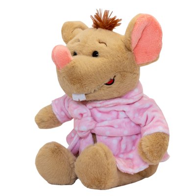 Мягкая игрушка - крыса в розовом халате, 24 см, бежевый, полиэстер (M1810024D-1) M1810024D-1 фото