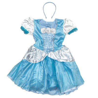 Дитячий карнавальний костюм принцеса, зріст 92-104 см, блакитний, віскоза, поліестер (091064A) 091064A фото