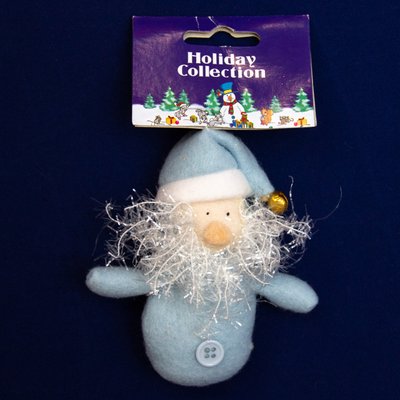 Елочная игрушка мягкая - Голубой Дед Мороз, 9 см, белый с голубым, текстиль (000159-1) 000159-1 фото