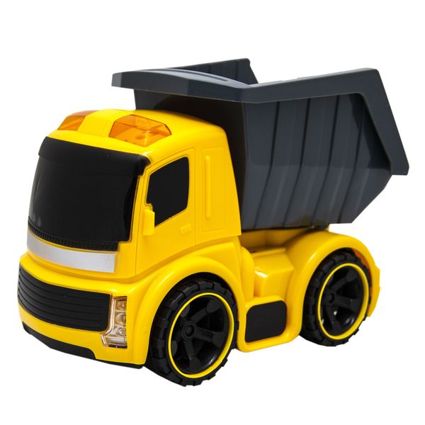 Іграшка дитяча - Самоскид, 20 см, музичний, зі світлом, жовтий з сірим, пластик (A644317M-U) A644317M-U фото